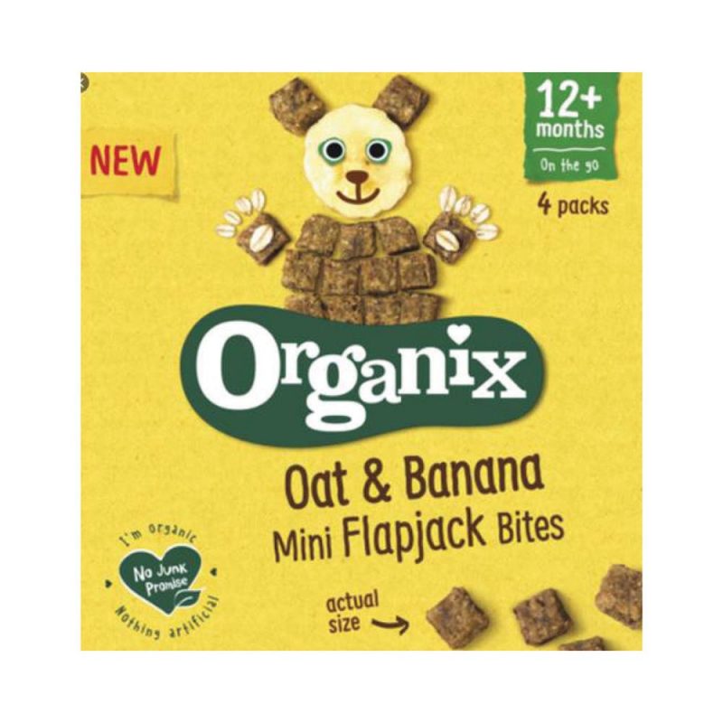 Organix Oat & Banana Mini Flapjack Bites Toddler Snack 12 Months+ 4x15g